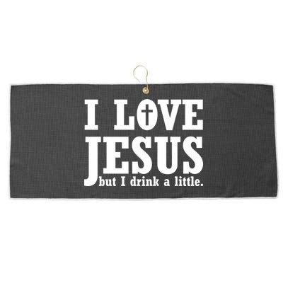 I Love Jesus But I Drink A Little Large Microfiber Waffle Golf Towel