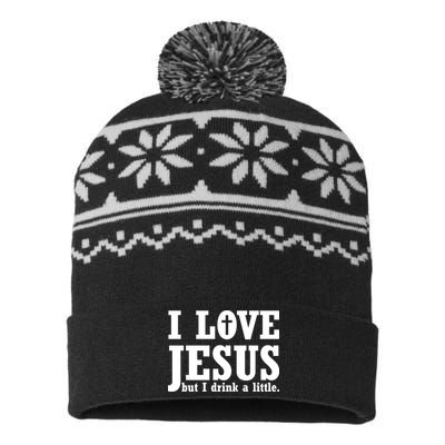 I Love Jesus But I Drink A Little USA-Made Snowflake Beanie