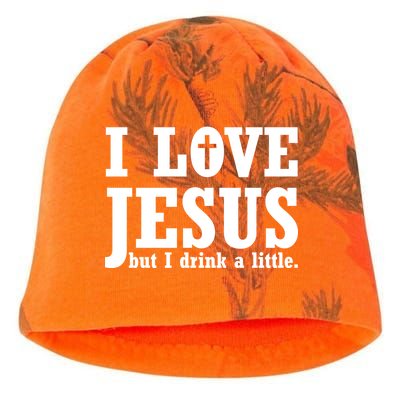 I Love Jesus But I Drink A Little Kati - Camo Knit Beanie