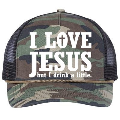 I Love Jesus But I Drink A Little Retro Rope Trucker Hat Cap