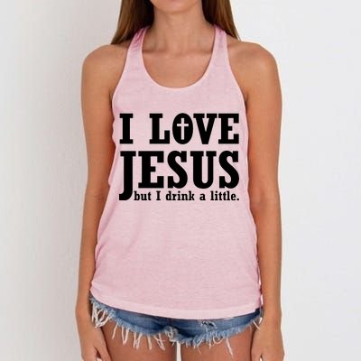 I Love Jesus But I Drink A Little Women's Knotted Racerback Tank