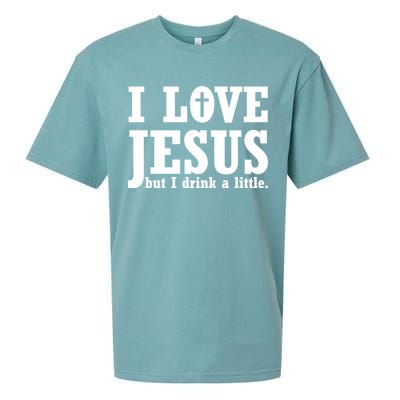 I Love Jesus But I Drink A Little Sueded Cloud Jersey T-Shirt