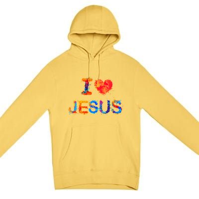 I Love Jesus Paint Splatter Premium Pullover Hoodie