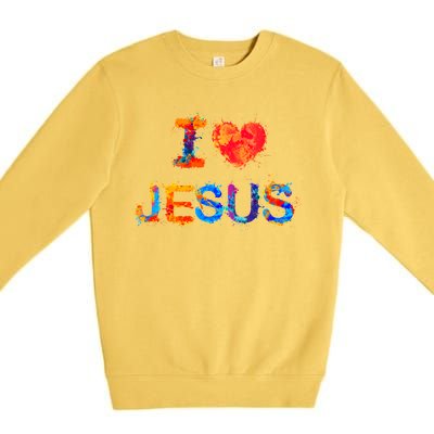 I Love Jesus Paint Splatter Premium Crewneck Sweatshirt