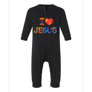 I Love Jesus Paint Splatter Infant Fleece One Piece