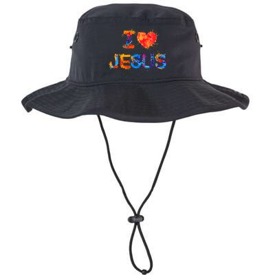 I Love Jesus Paint Splatter Bucket Hat