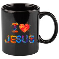 I Love Jesus Paint Splatter 11oz C Handle Ceramic Mug