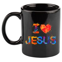 I Love Jesus Paint Splatter 11oz C Handle Ceramic Mug