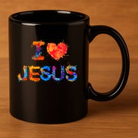 I Love Jesus Paint Splatter 11oz C Handle Ceramic Mug