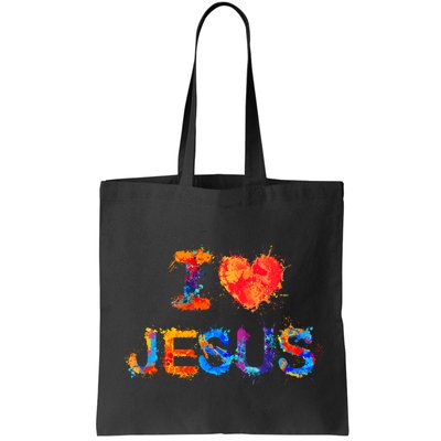 I Love Jesus Paint Splatter Bag