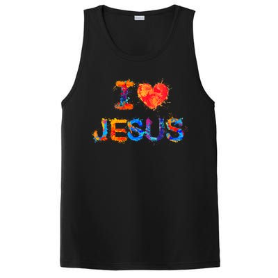 I Love Jesus Paint Splatter PosiCharge Competitor Tank