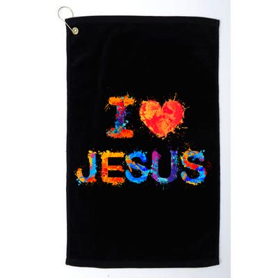 I Love Jesus Paint Splatter Golf Towel