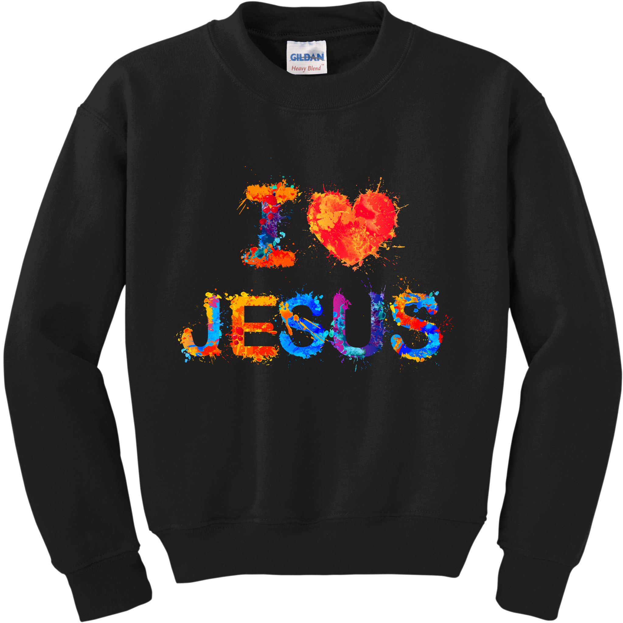 I Love Jesus Paint Splatter Kids Sweatshirt