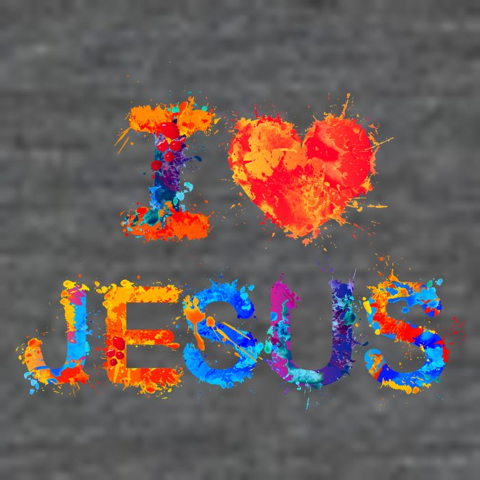 I Love Jesus Paint Splatter 7 Panel Mesh Trucker Snapback Hat