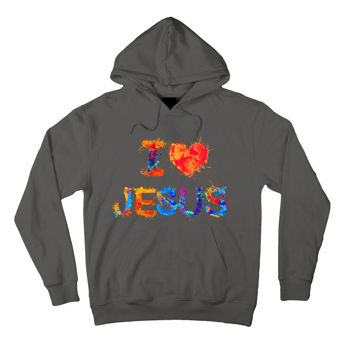 I Love Jesus Paint Splatter Hoodie