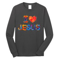 I Love Jesus Paint Splatter Long Sleeve Shirt