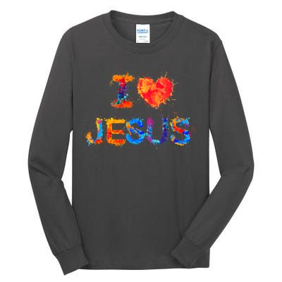 I Love Jesus Paint Splatter Tall Long Sleeve T-Shirt