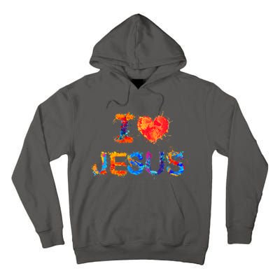 I Love Jesus Paint Splatter Tall Hoodie