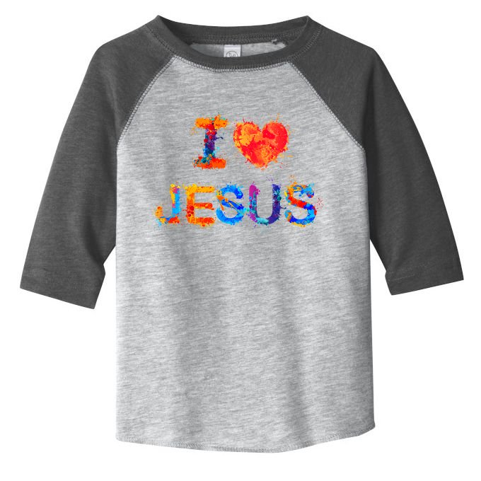I Love Jesus Paint Splatter Toddler Fine Jersey T-Shirt