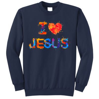 I Love Jesus Paint Splatter Sweatshirt