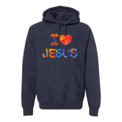 I Love Jesus Paint Splatter Premium Hoodie