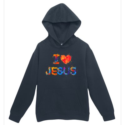 I Love Jesus Paint Splatter Urban Pullover Hoodie