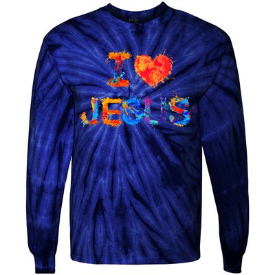 I Love Jesus Paint Splatter Tie-Dye Long Sleeve Shirt