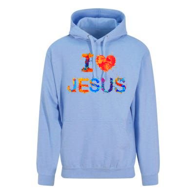 I Love Jesus Paint Splatter Unisex Surf Hoodie