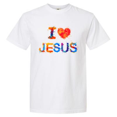 I Love Jesus Paint Splatter Garment-Dyed Heavyweight T-Shirt