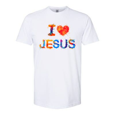 I Love Jesus Paint Splatter Softstyle® CVC T-Shirt