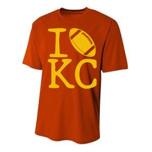 I Love Kansas City Football Fan Performance Sprint T-Shirt