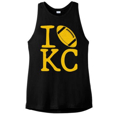 I Love Kansas City Football Fan Ladies PosiCharge Tri-Blend Wicking Tank