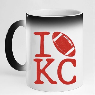 I Love Kansas City Football Fan 11oz Black Color Changing Mug