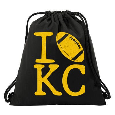 I Love Kansas City Football Fan Drawstring Bag