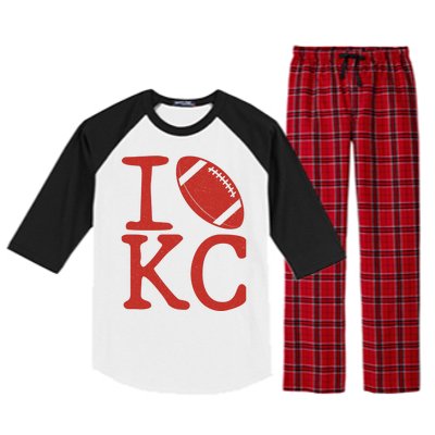 I Love Kansas City Football Fan Raglan Sleeve Pajama Set