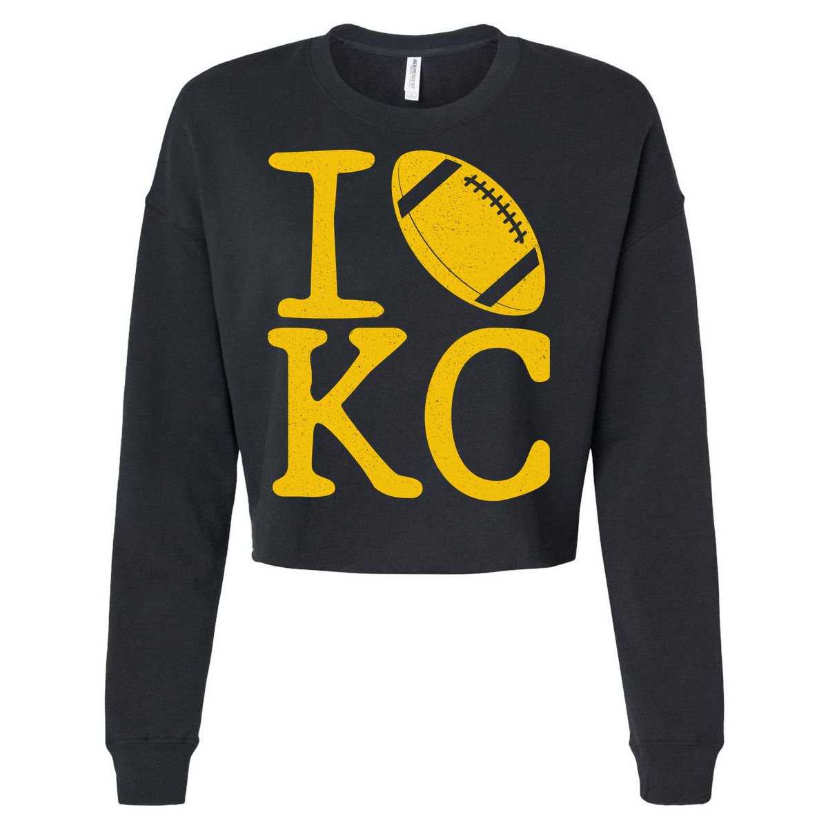 I Love Kansas City Football Fan Cropped Pullover Crew