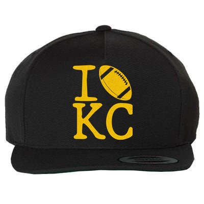 I Love Kansas City Football Fan Wool Snapback Cap