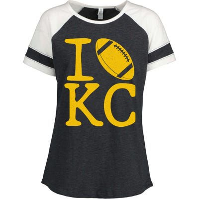 I Love Kansas City Football Fan Enza Ladies Jersey Colorblock Tee