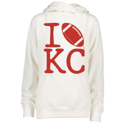 I Love Kansas City Football Fan Womens Funnel Neck Pullover Hood