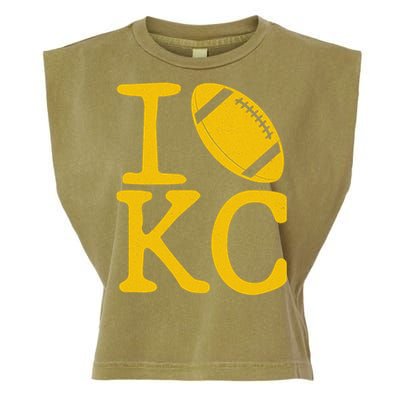 I Love Kansas City Football Fan Garment-Dyed Women's Muscle Tee