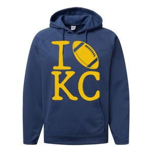 I Love Kansas City Football Fan Performance Fleece Hoodie