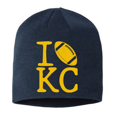 I Love Kansas City Football Fan Sustainable Beanie