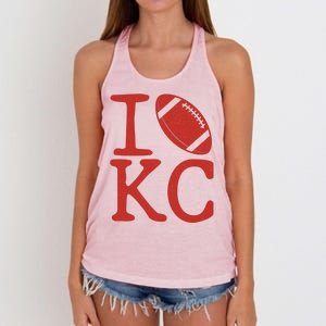 I Love Kansas City Football Fan Women's Knotted Racerback Tank