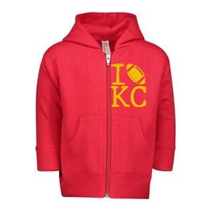 I Love Kansas City Football Fan Toddler Zip Fleece Hoodie