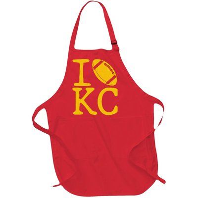 I Love Kansas City Football Fan Full-Length Apron With Pockets