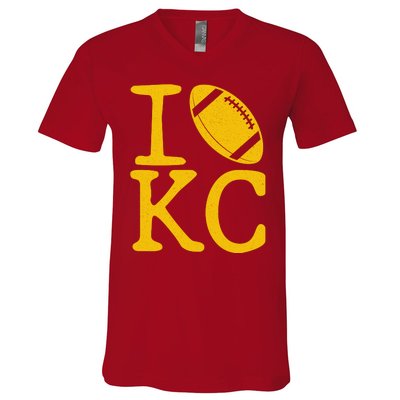 I Love Kansas City Football Fan V-Neck T-Shirt