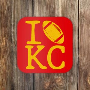 I Love Kansas City Football Fan Coaster