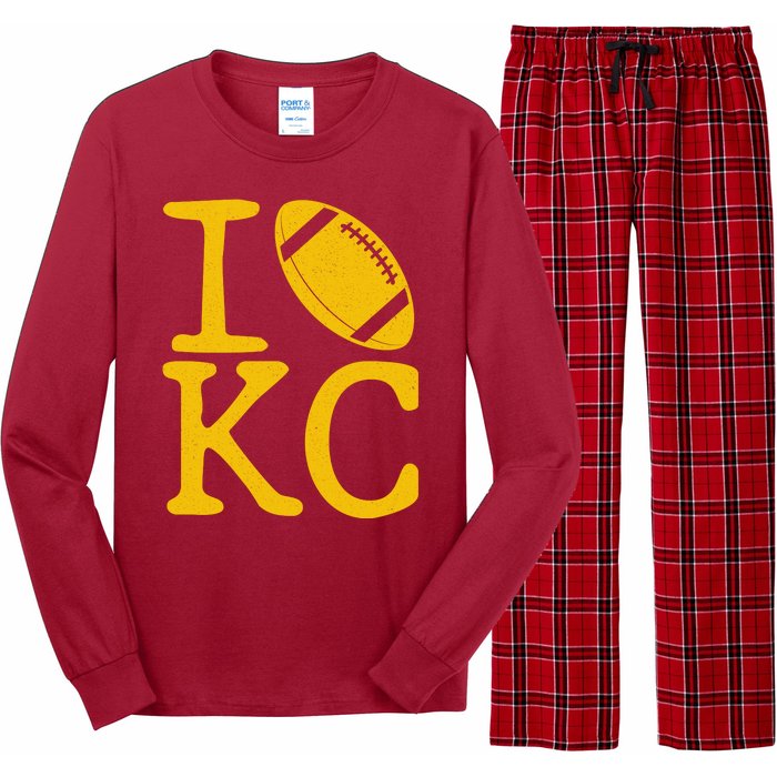 I Love Kansas City Football Fan Long Sleeve Pajama Set