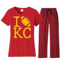 I Love Kansas City Football Fan Women's Flannel Pajama Set