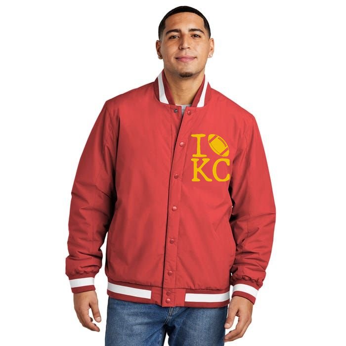 I Love Kansas City Football Fan Insulated Varsity Jacket